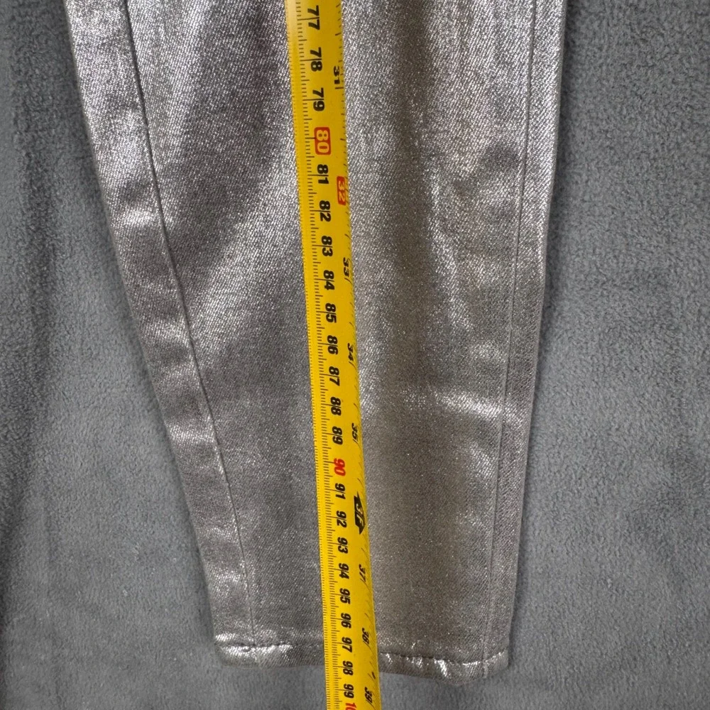 Good American Good Waist Skinny Jeans Metallic‎ Silver Coated GW18ST Womens 6/28
